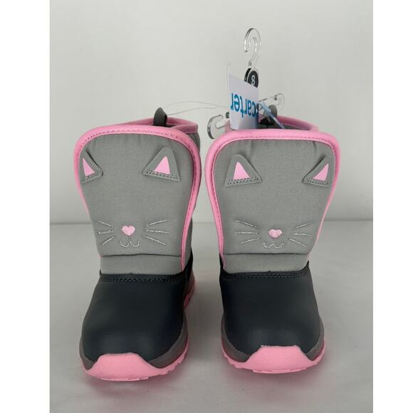 Carters Toddler Rumi Snow Boot Kitty Cat Girls Size 8 New Pink Grey Shoe